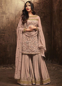 Mauve Sequined Chiffon Gharara