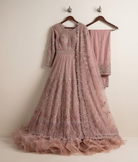 Mauve Embellished Ruffle Maxi