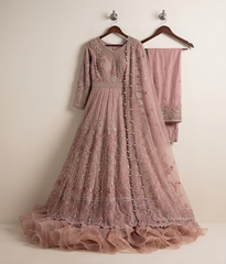 Mauve Embellished Ruffle Maxi