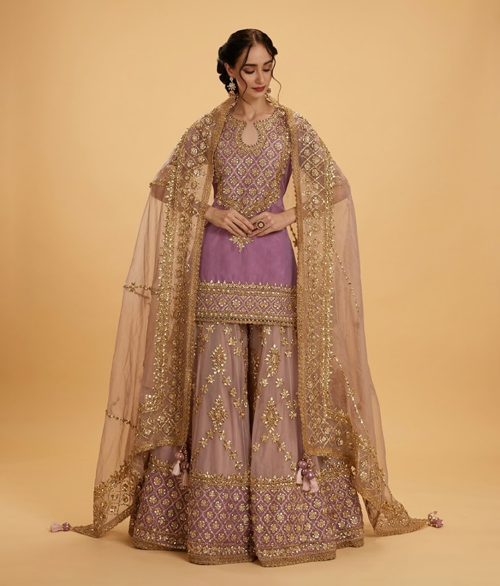 Mauve Gota Patti Gharara