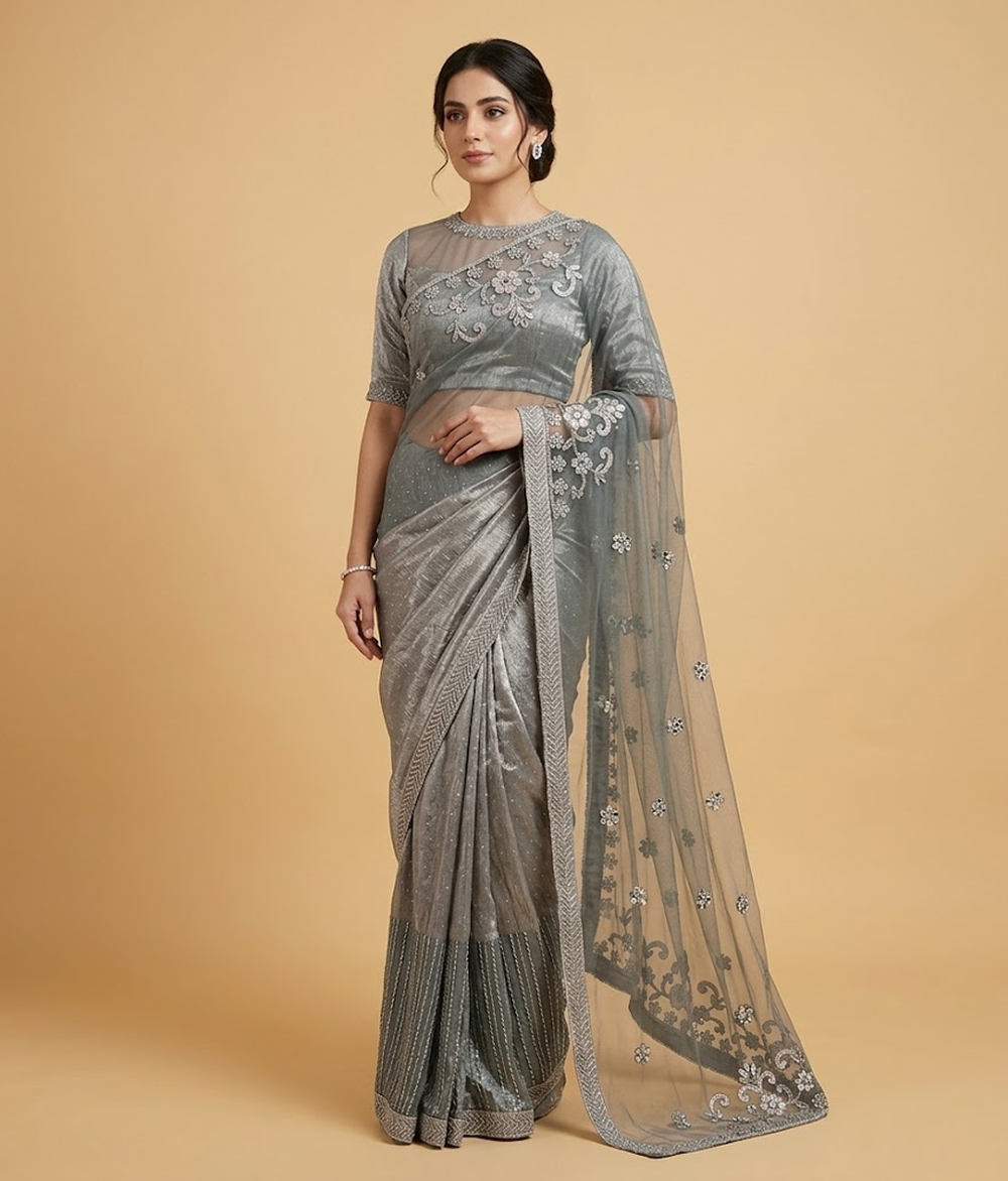 Mauve Mukesh Silk saree