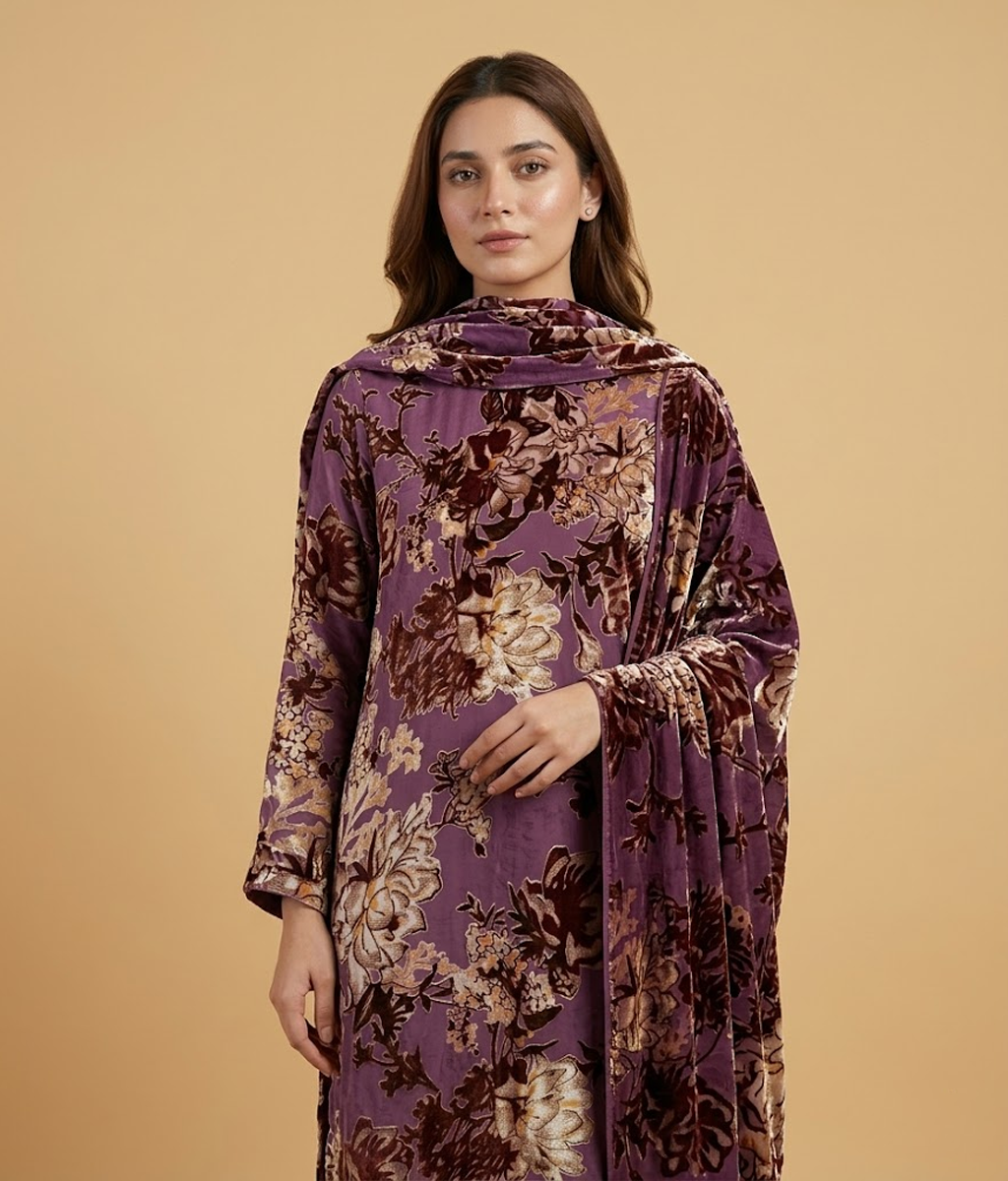 Mauve Palachi 2 Piece Shirt and Dupatta