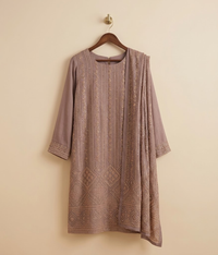 Mauve Raw Silk 2 Piece Shirt and Dupatta
