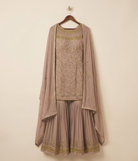 Mauve Sequined Chiffon Gharara