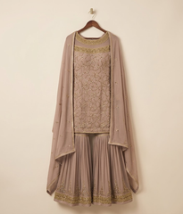 Mauve Sequined Chiffon Gharara