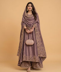 Mauve Silk Zari Gharara