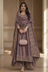 Mauve Silk Zari Gharara