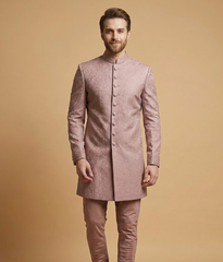 Mauve Textured Jamawar Dulha House