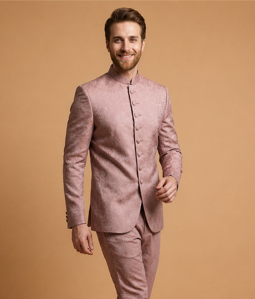 Mauve Textured Jamawar Dulha House