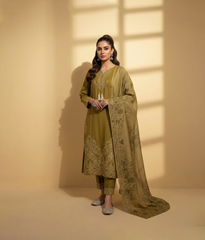 Mehndi color embroidered suit