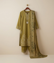 Mehndi color embroidered suit