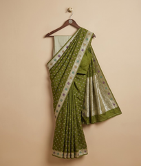 Mehndi green Banarsi saree