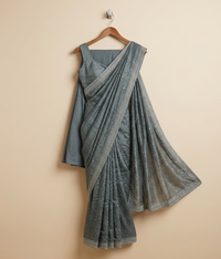 Metallic blue Mukesh Silk saree