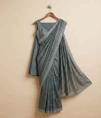 Metallic blue Mukesh Silk saree