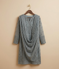 Metallic grey Raw Silk 2 Piece Shirt and Dupatta