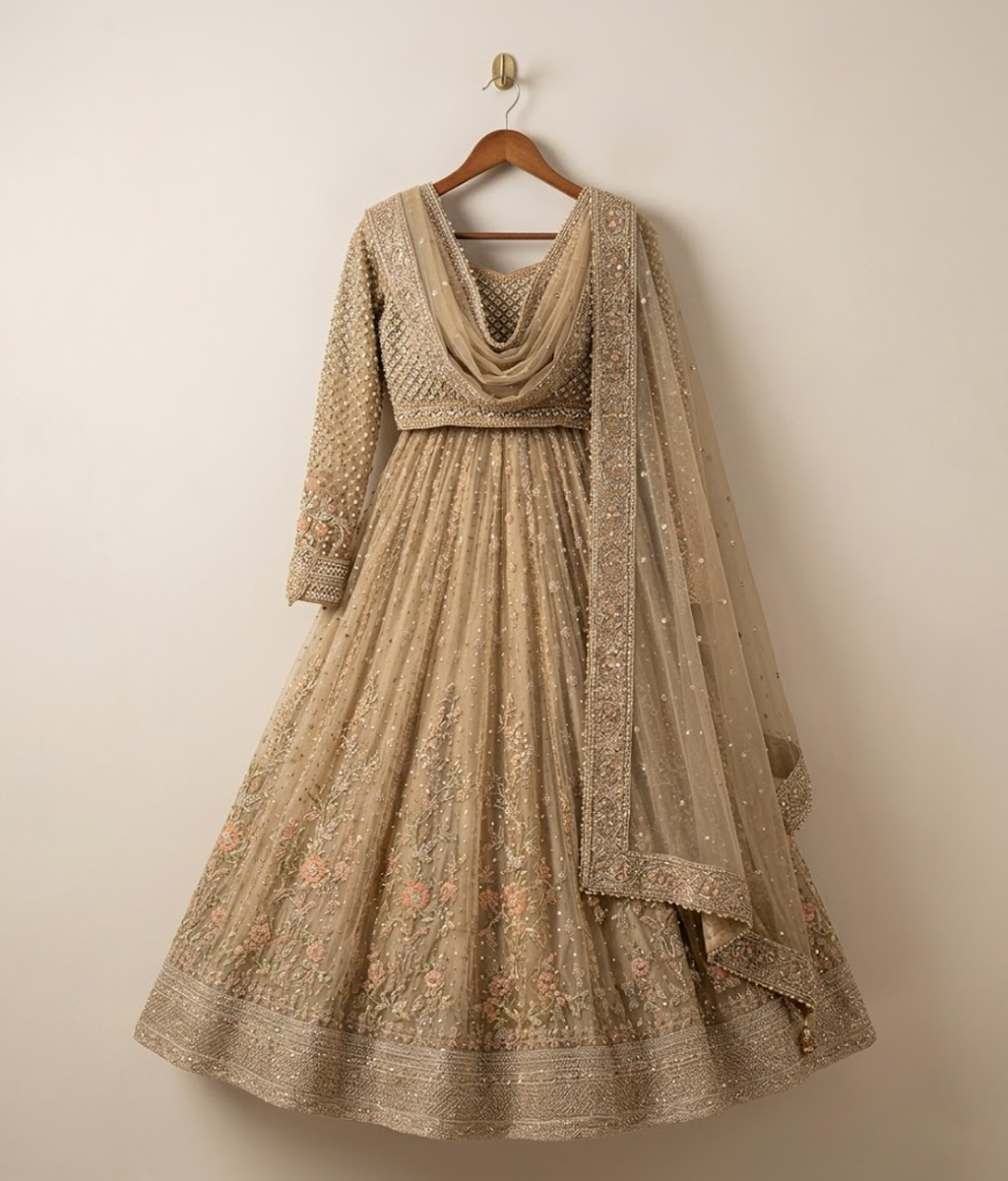 Mink Grey Gota & Zardozi Embellished Lehnga Choli
