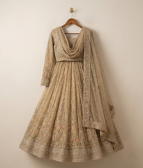 Mink Grey Gota & Zardozi Embellished Lehnga Choli