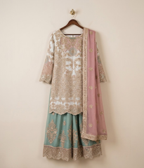 Mint Embroidered Bridal Gharara