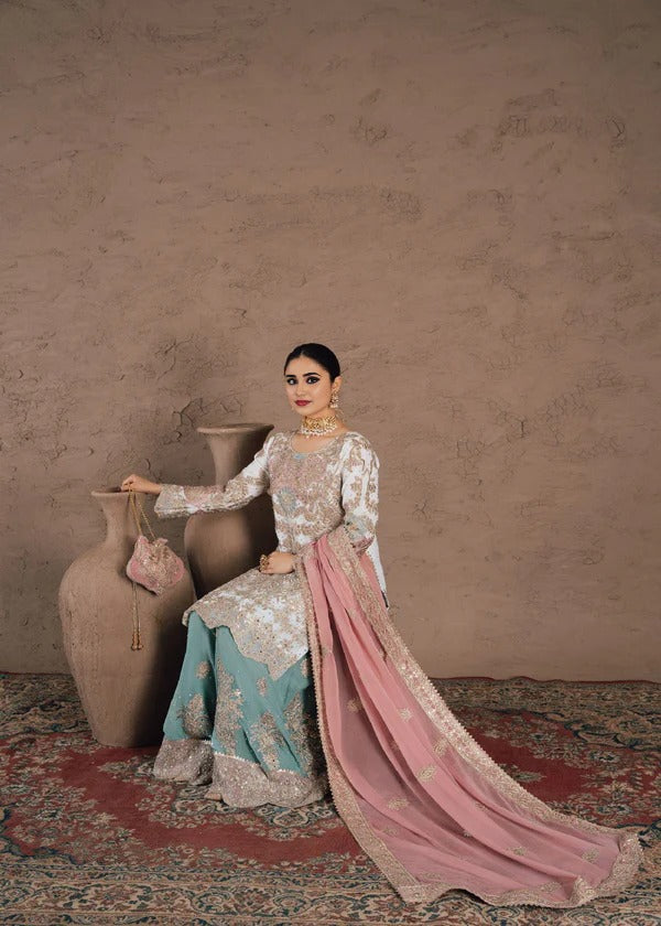 Mint Embroidered Bridal Gharara