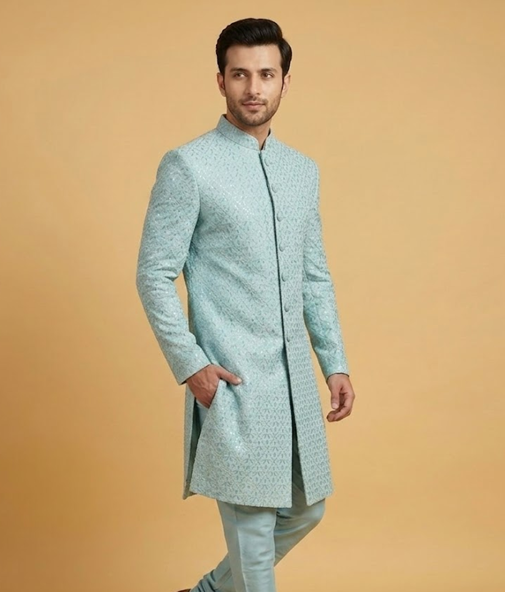 Mint Green Masoori Sequins Dulha House