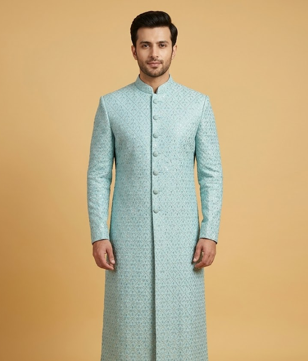 Mint Green Masoori Sequins Dulha House