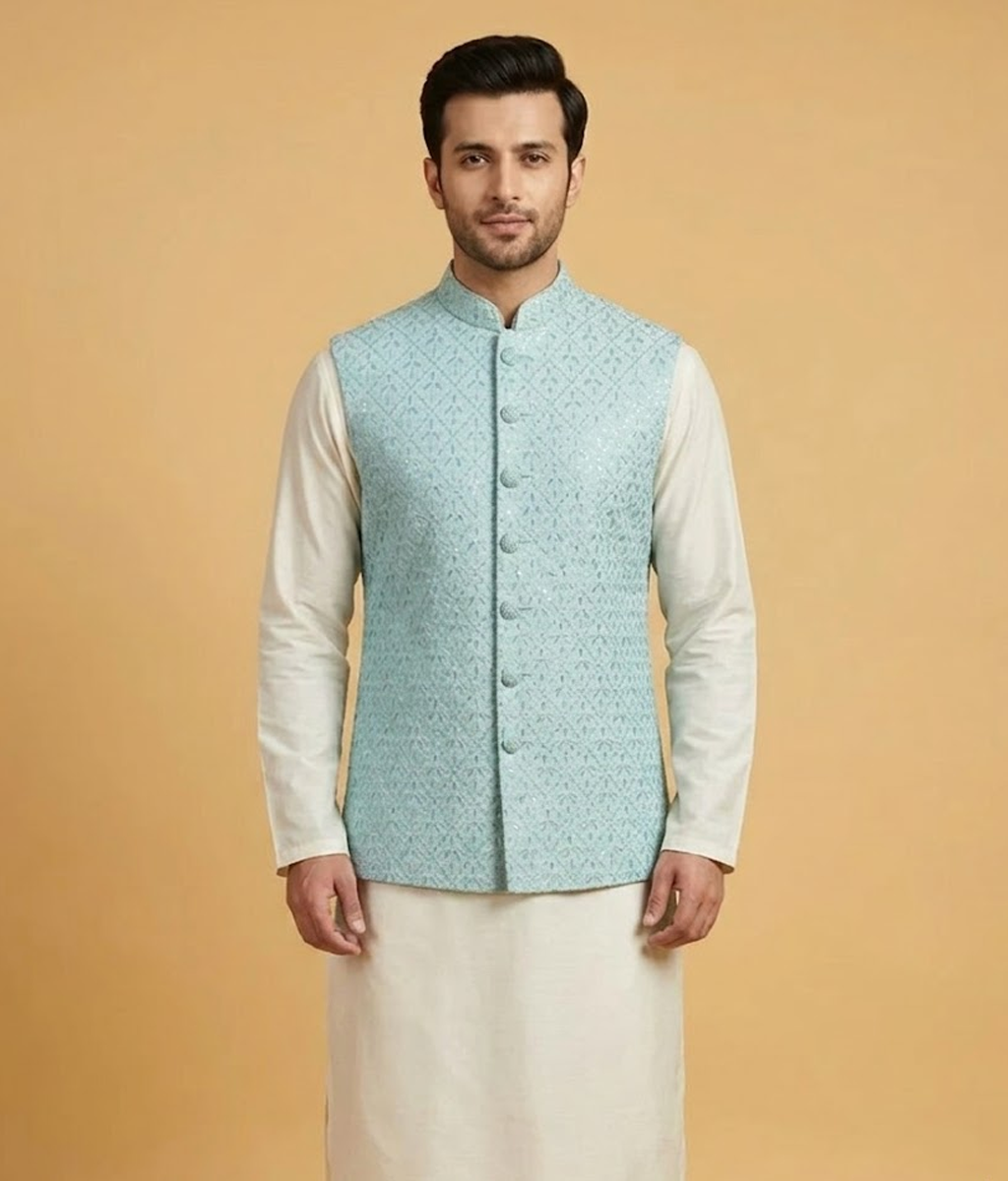 Mint Green Masoori Sequins Dulha House