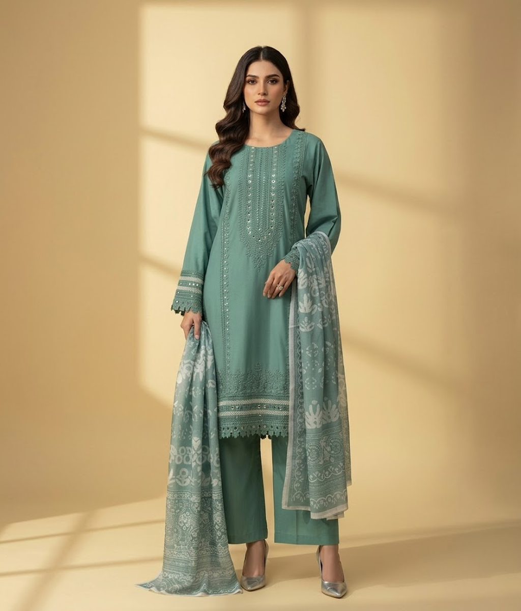 Mint embroidered 3 piece suit