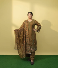 Mud cotton embroidered long shirt with trouser and dupatta