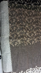 Mustard Embroidered Jaal Net Saree