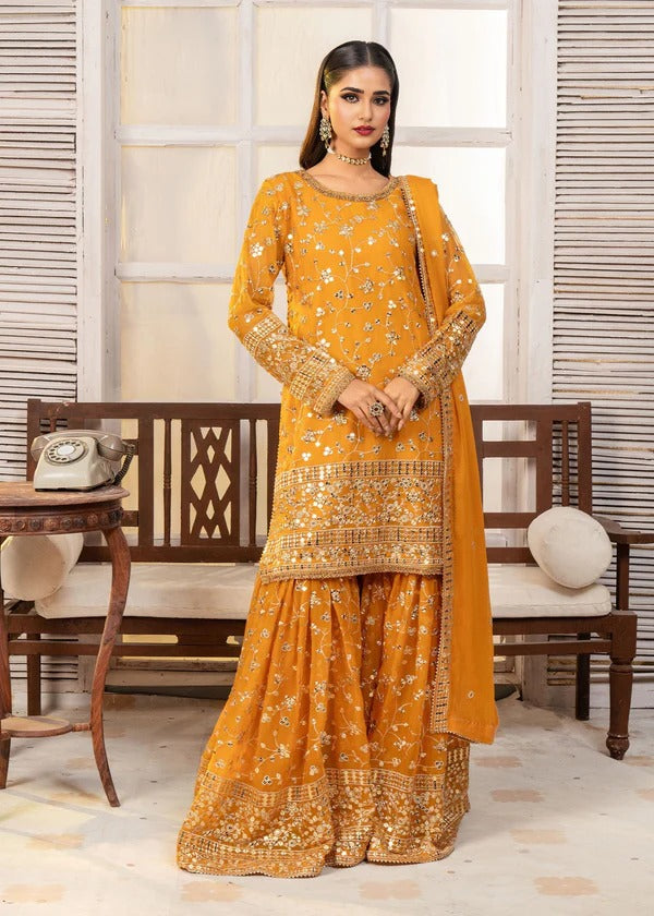 Mustard Yellow Sequin & Sheesha Detailed Gharara