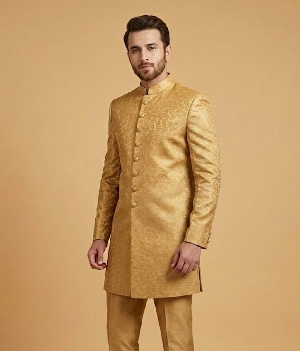 Mustard Khadi Jamawar Dulha House