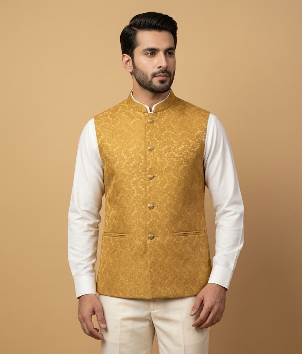 Mustard Khadi Jamawar Dulha House