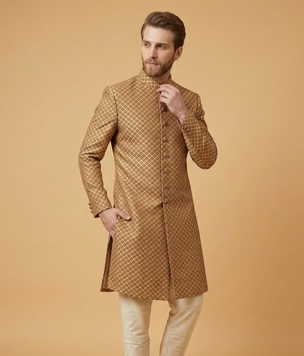Mustard brown jamawar Dulha House