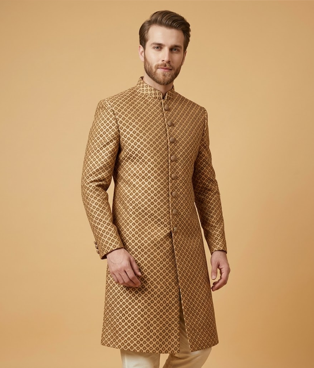 Mustard brown jamawar Dulha House