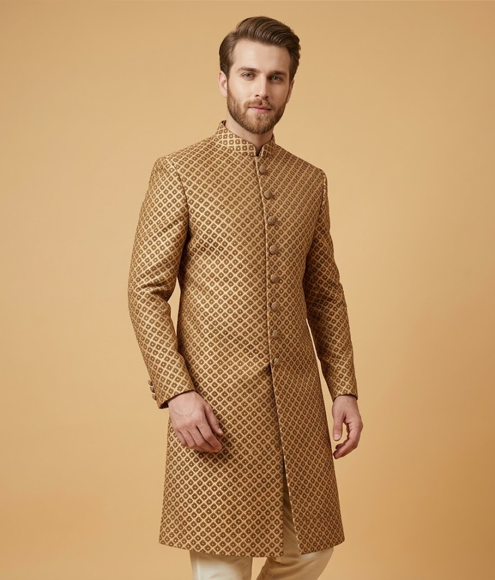 Mustard brown jamawar Dulha House