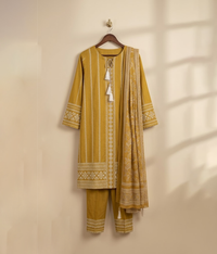 Mustard cotton 3 piece suit