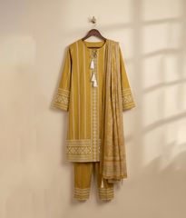 Mustard cotton 3 piece suit