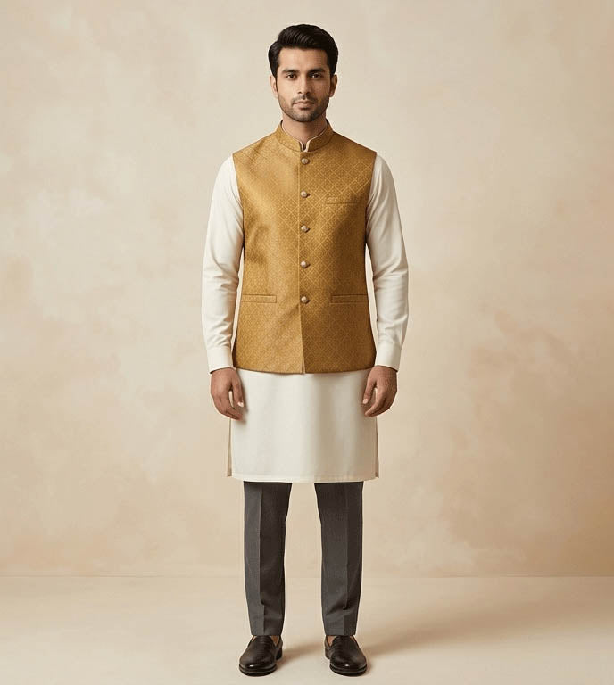 Mustard fancy waistcoat