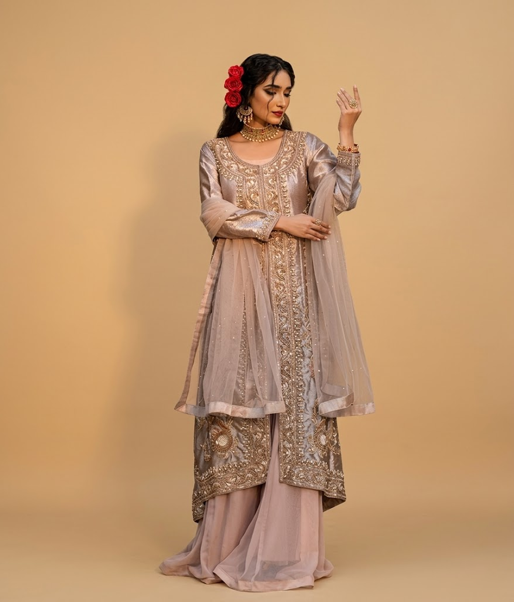 Muted Gold Tilla Gharara