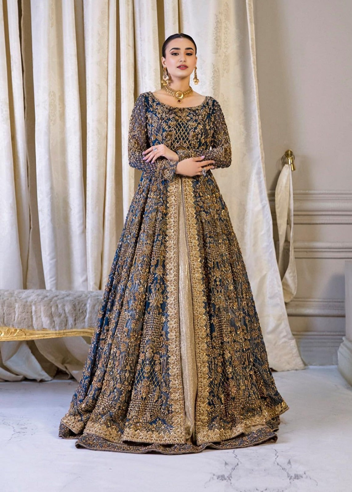 Navy Blue Gota Maxi
