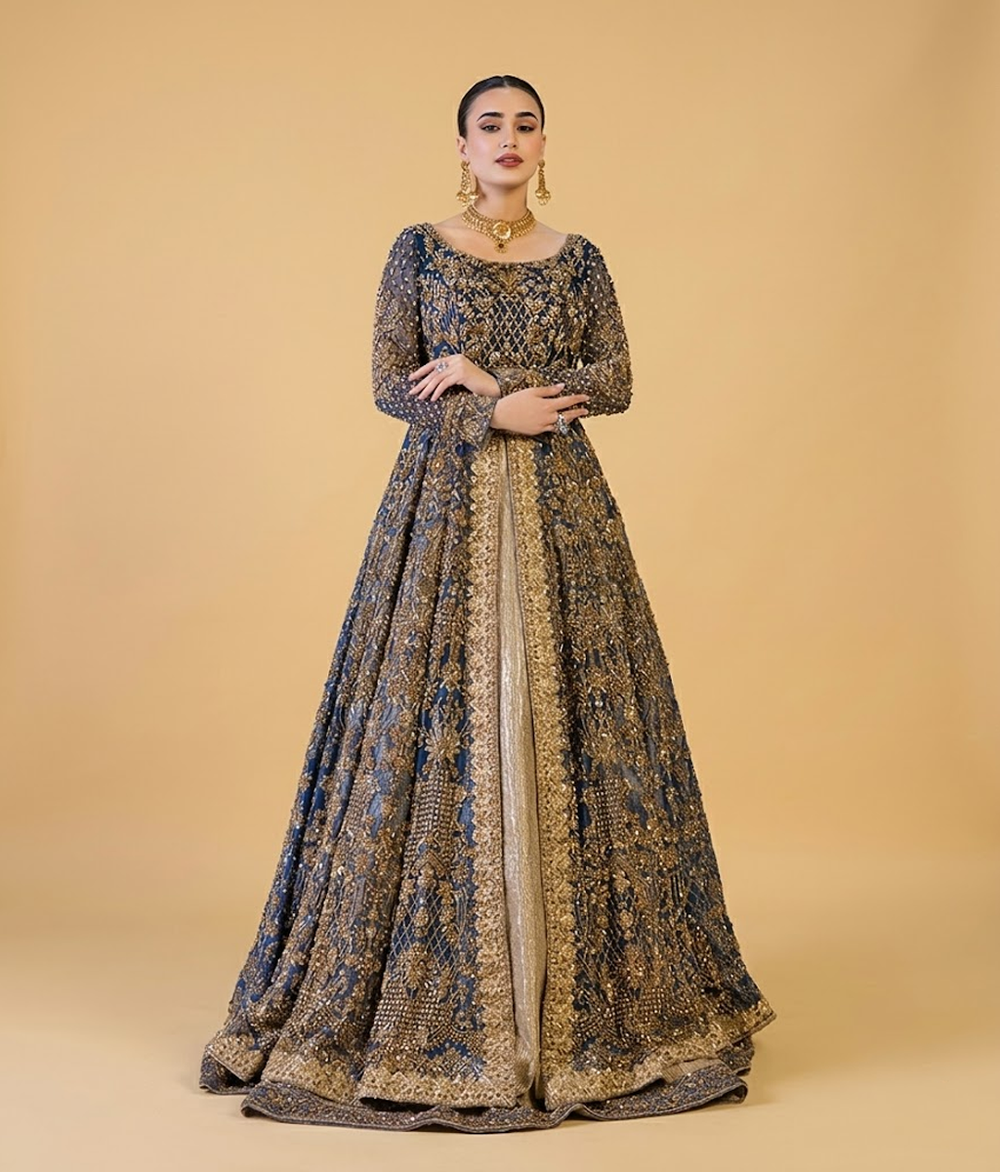 Navy Blue Gota Maxi