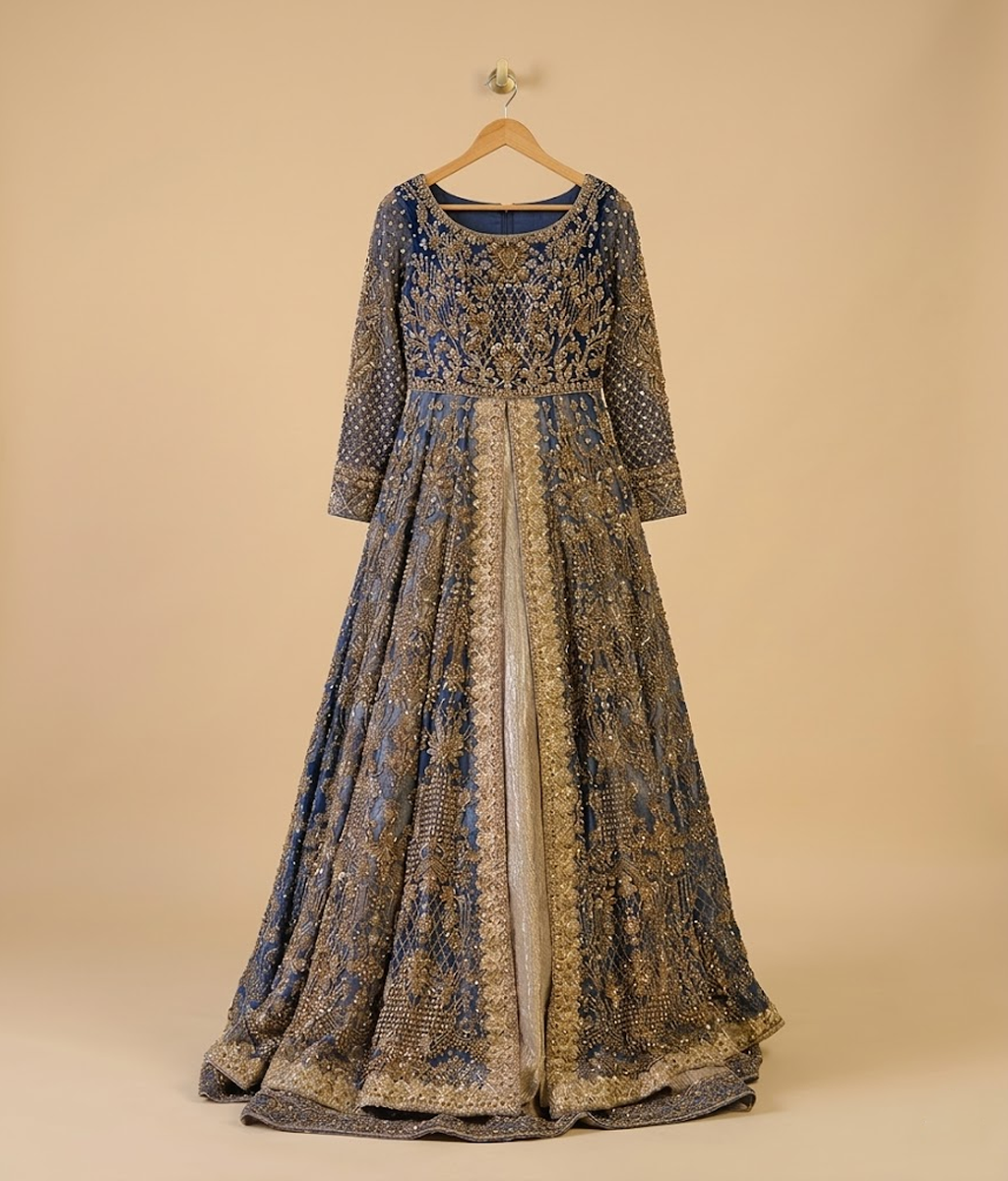 Navy Blue Gota Maxi