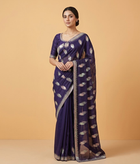 Navy Geometric Sequin Patterns Crinkle Chiffon