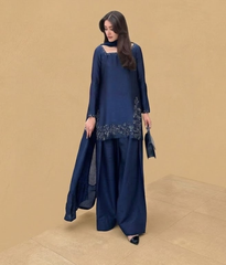 Navy Silk Resham Co-ord
