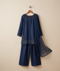 Navy Silk Resham Co-ord