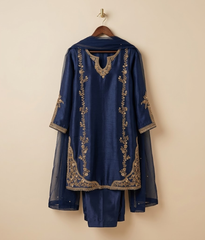Navy Tilla Raw-Silk Set