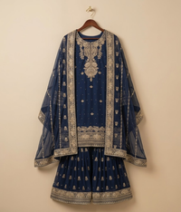Navy Zari Work Gharara