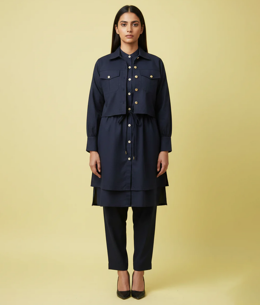 Navy plain 2 piece co-ord set