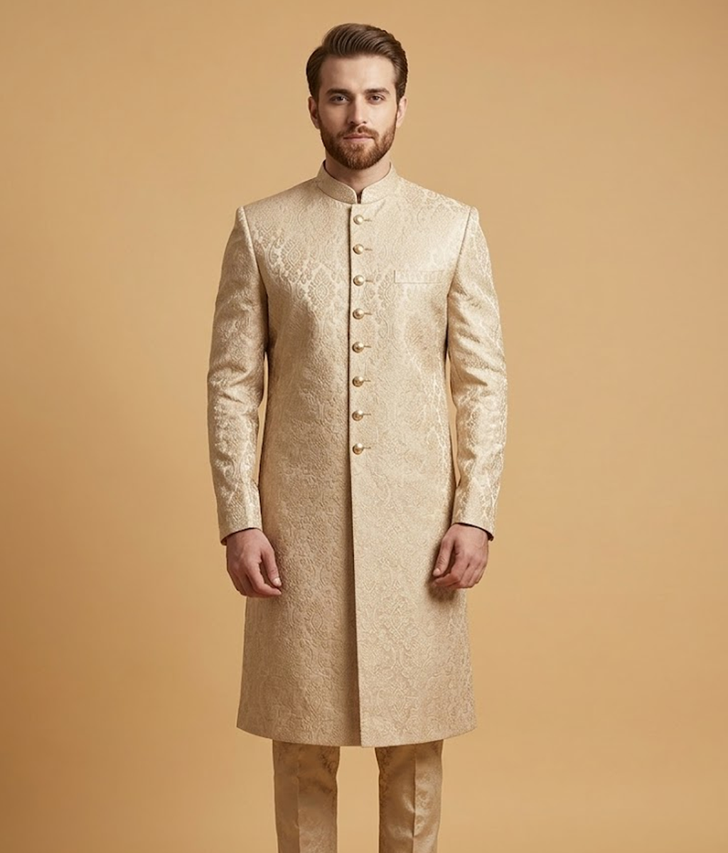 Off-White Floral Brocade Dulha House