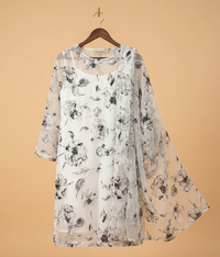 Offwhite Raw Silk 2 Piece Shirt and Dupatta